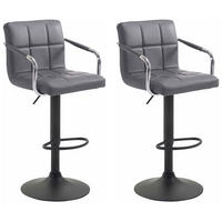 BARHOCKER 2er Set Lederlook Grau - Schwarz/Grau, Textil/Metall (54/91/46cm) - CLP