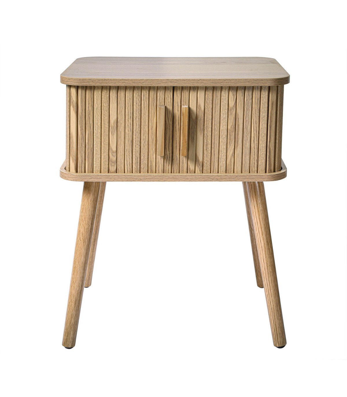 NACHTTISCH mit Eichenmuster 2 Schiebetüren H59 cm - Ernest - Apfelbaumfarben, Holzwerkstoff (35/58.5/48cm) - Calicosy