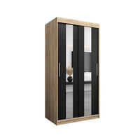 SCHWEBETÜRENSCHRANK 200/100/62 2-türig - Silberfarben/Schwarz, Holz/Kunststoff (100/200/62cm) - Abiks Möbel