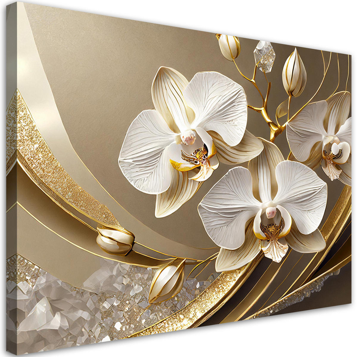 WANDBILD goldene orchideenblume 3d - Goldfarben, Textil (60/40cm) - Feeby