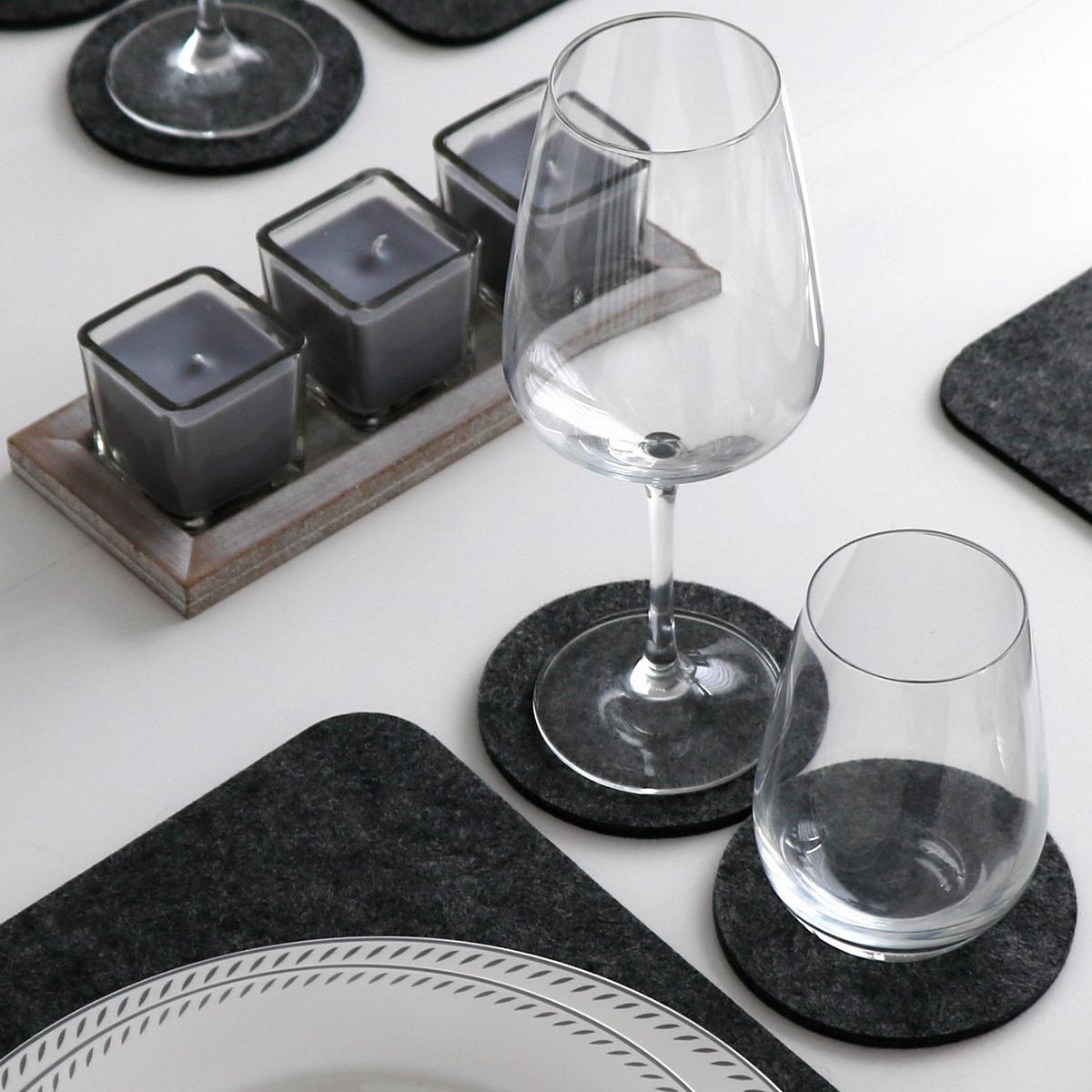 TISCHSET aus Filz, 12er Set 43/30 cm Grau - Grau, Kunststoff (43/30/1cm) - Dunedesign
