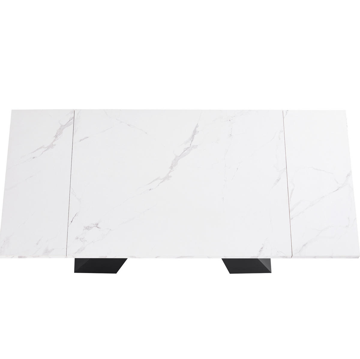 ESSTISCH aus MDF 99-159x74x77 cm Weiß ausziehbar mit Marmoroptik und Metallgestell - Weiß, Holzwerkstoff (159/74/77cm) - Modfu