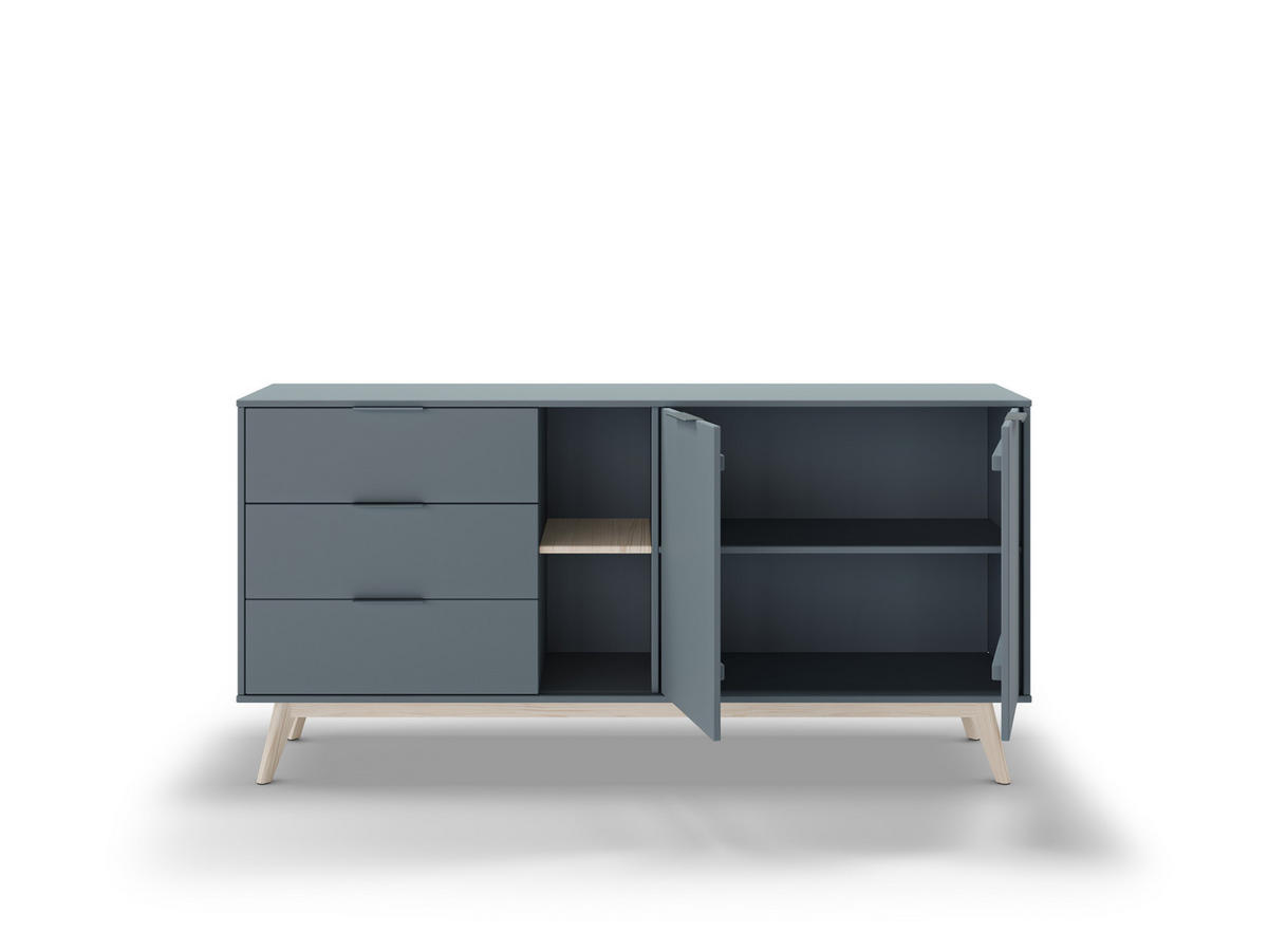 KOMMODE Pisco Grün 165/40/81 cm - Grün, Holz (40/81/165cm) - Calicosy