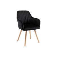 STUHL mit Armlehnen - Samt & Metall in Holzoptik - Schwarz - ELEANA - Schwarz, Textil (58/85/56cm) - Vente-Unique