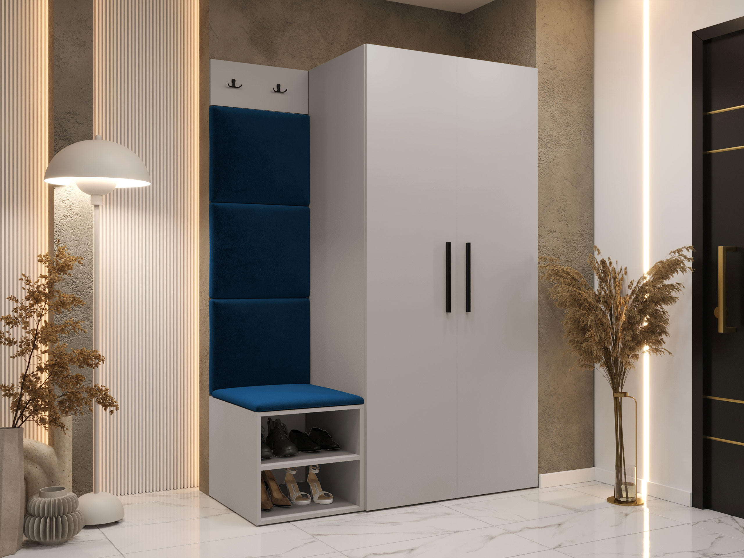 GARDEROBEN-SET Medi IV - Blau/Kaschmir, Holzwerkstoff/Kunststoff (80/191/50cm) - MIRJAN24