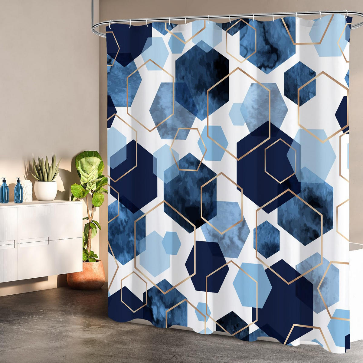 DUSCHVORHANG abstrakt 180 cm bedruckt wasserdicht schimmelresistent Badezimmer - Multicolor, Textil (180/180cm) - MCBOSON