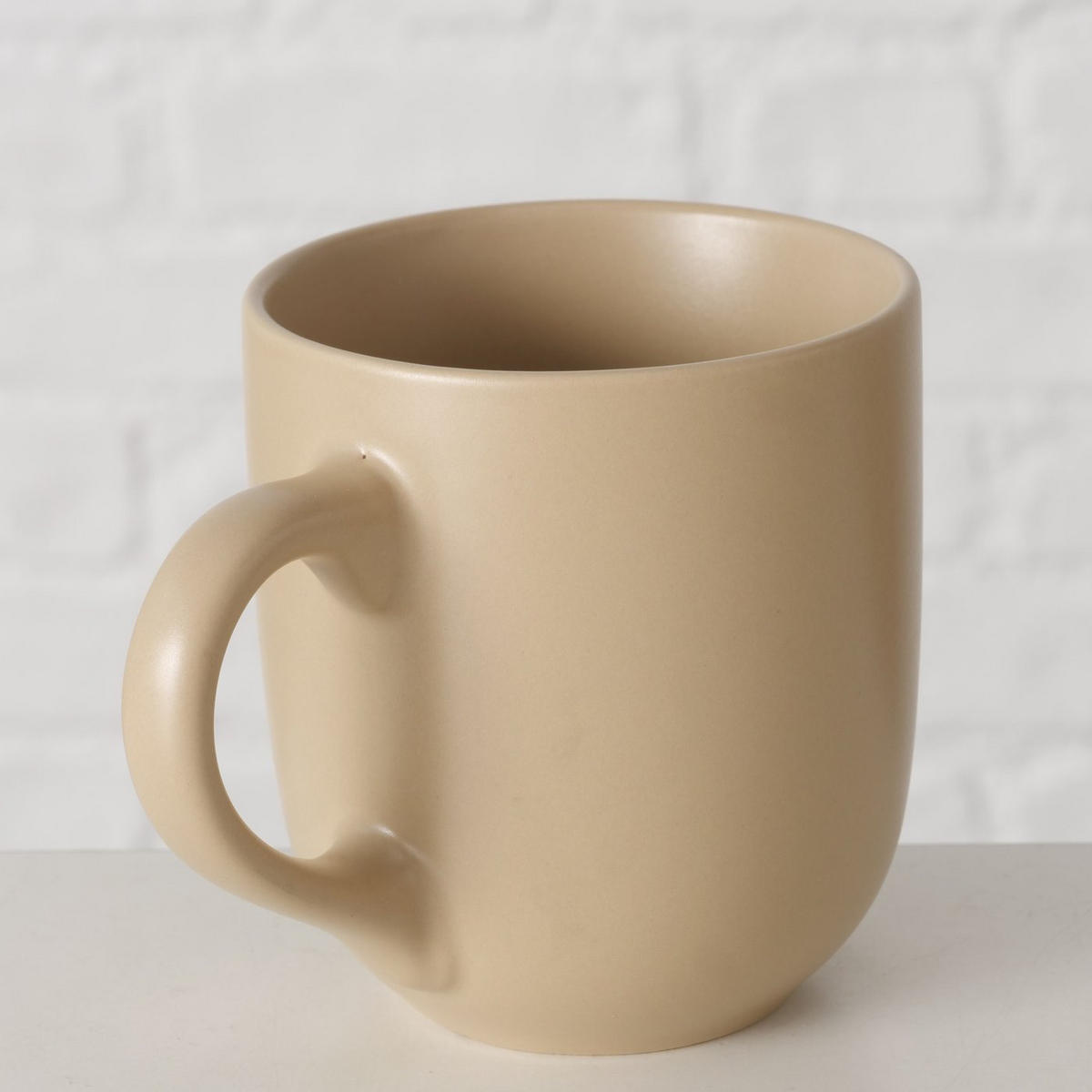 BECHER Pastell Beige 300 ml 8,5/8,5/9,5 cm - Beige, Keramik (0.3L) - Boltze Home