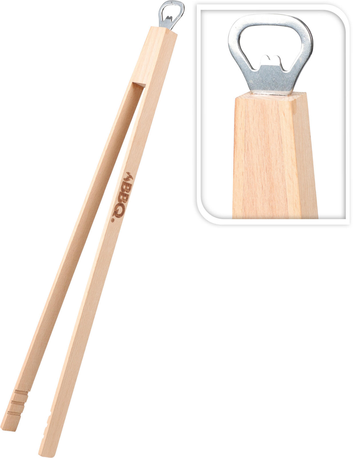 BARBECUE-TONGS Basic Braun 7.5/2/48 cm Holz - Braun, Holz (7.5cm) - Mondex