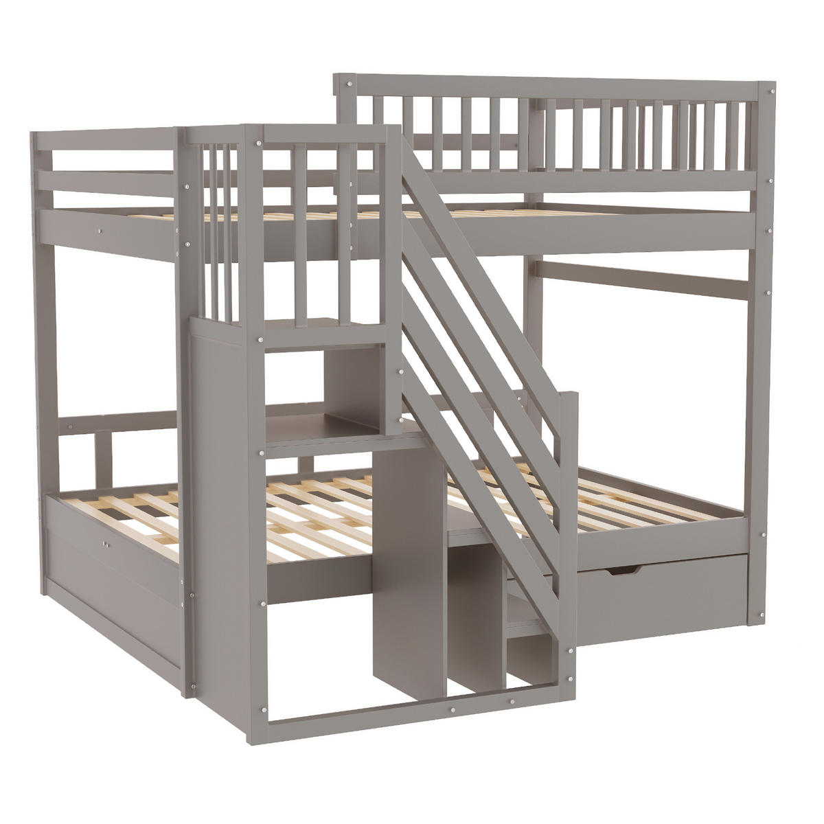 ETAGENBETT mit Stauraum 140x200 cm Grau - Grau, Holzwerkstoff (140/200cm) - Beauniv