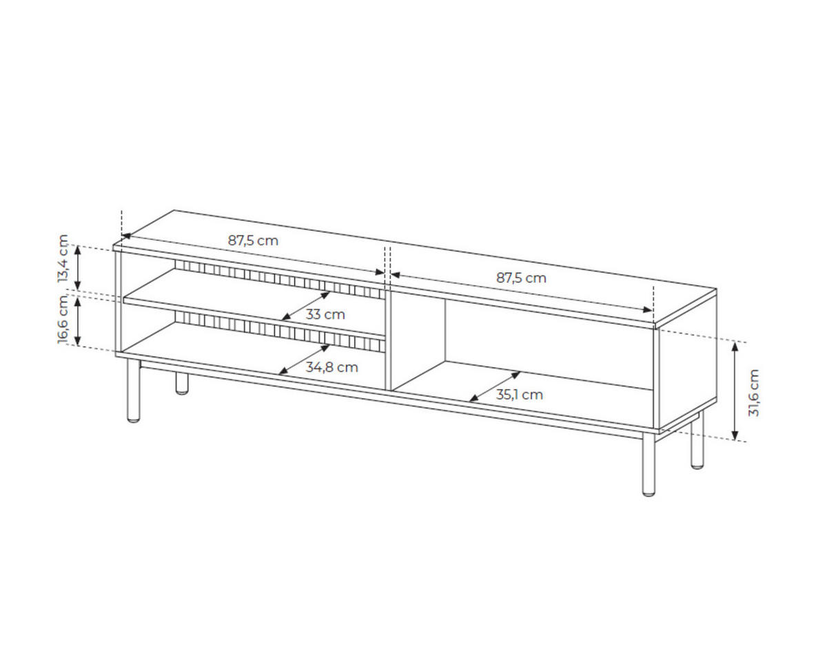 TV-SCHRANK Lango 180 Schwarz mit Eiche Evoke, Tv-Tisch mit Led-Beleuchtung - Hellbraun/Schwarz, Holzwerkstoff (180/55/39cm) - Bettso