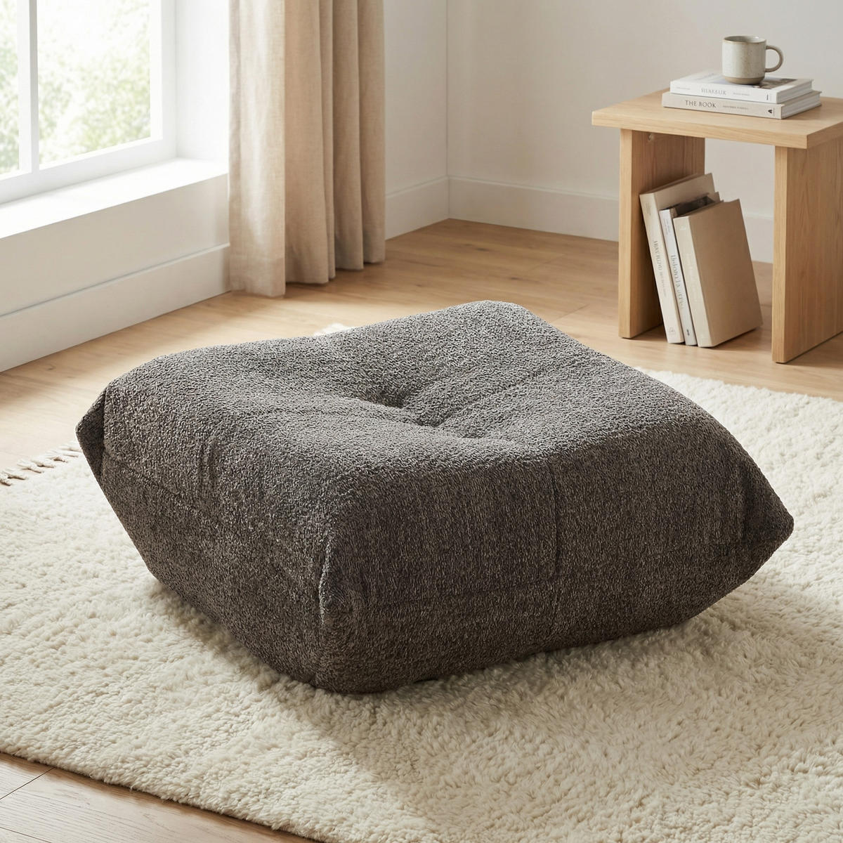 SITZSACK Chenille Grau mit Rutschfester Unterseite - Grau, Textil (94/34/83cm) - WISHDOR