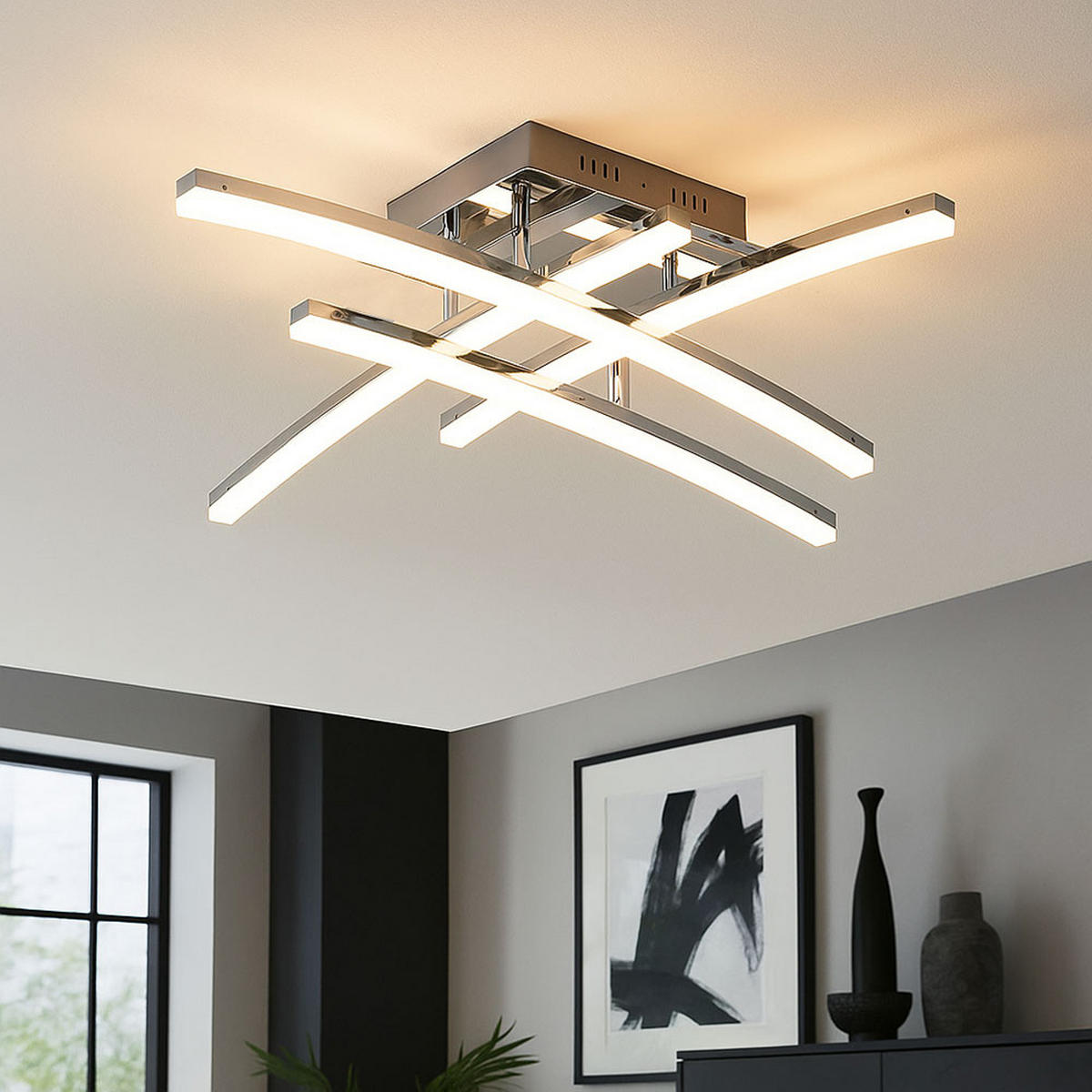 LED DECKENLEUCHTE PERTINI Chrom Transparent - Silberfarben, Metall (45/44/12.5cm)