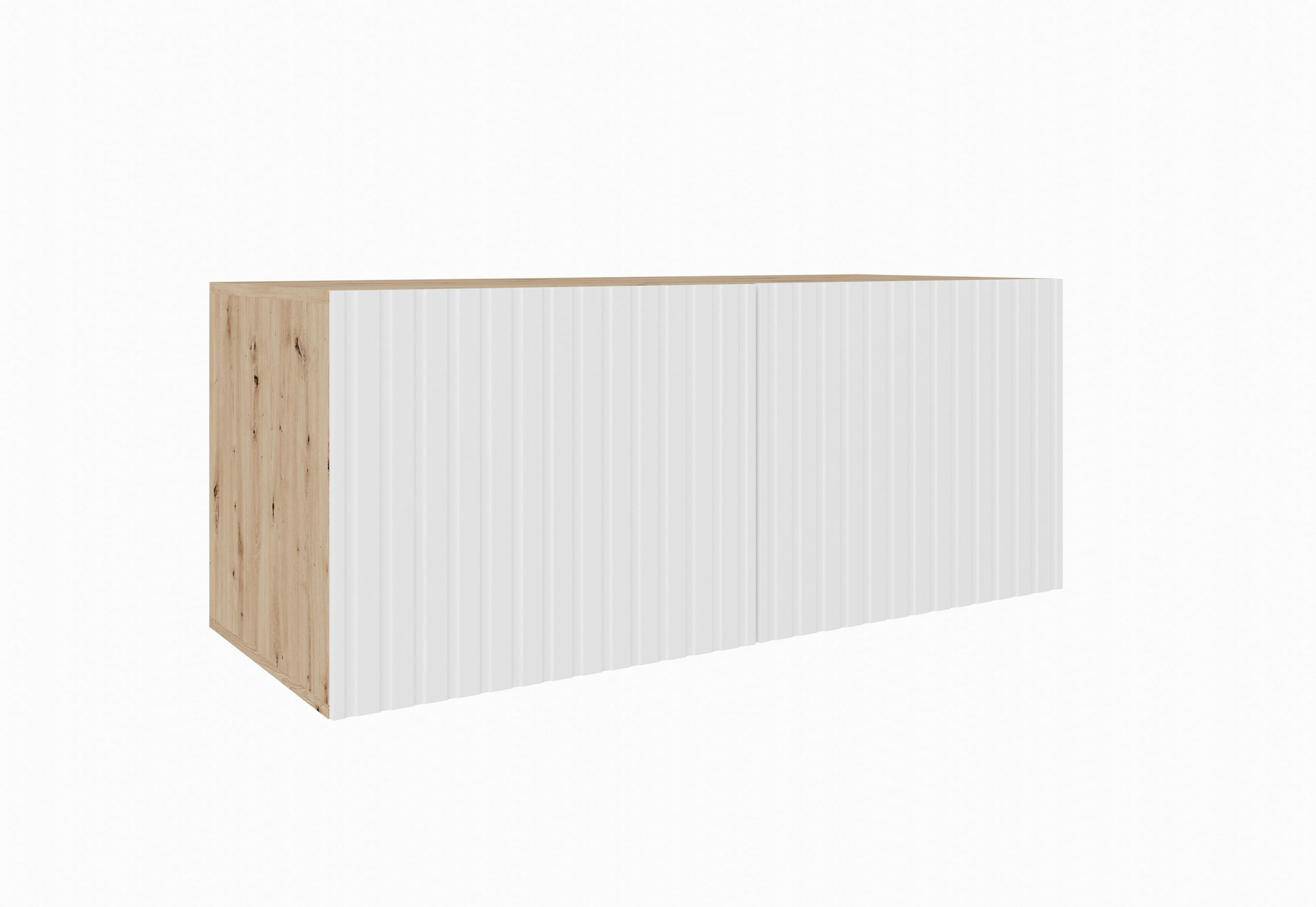 Meblini Tv-Schrank Eiche Artisan, Weiß 100x115x40 cm