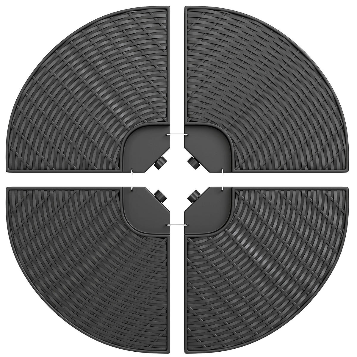 SCHIRMPLATTEN Schwarz 4er-Set 100/100/8 cm - Schwarz, Kunststoff (100/100cm) - PANGIVO