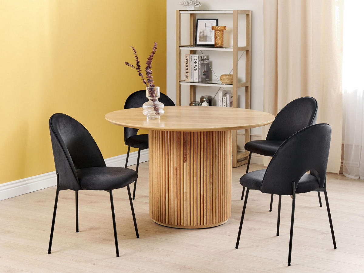 ESSZIMMERSTUHL 2er-Set Samtstoff Schwarz Covelo - Schwarz, Textil/Metall (46/84/45cm) - Beliani