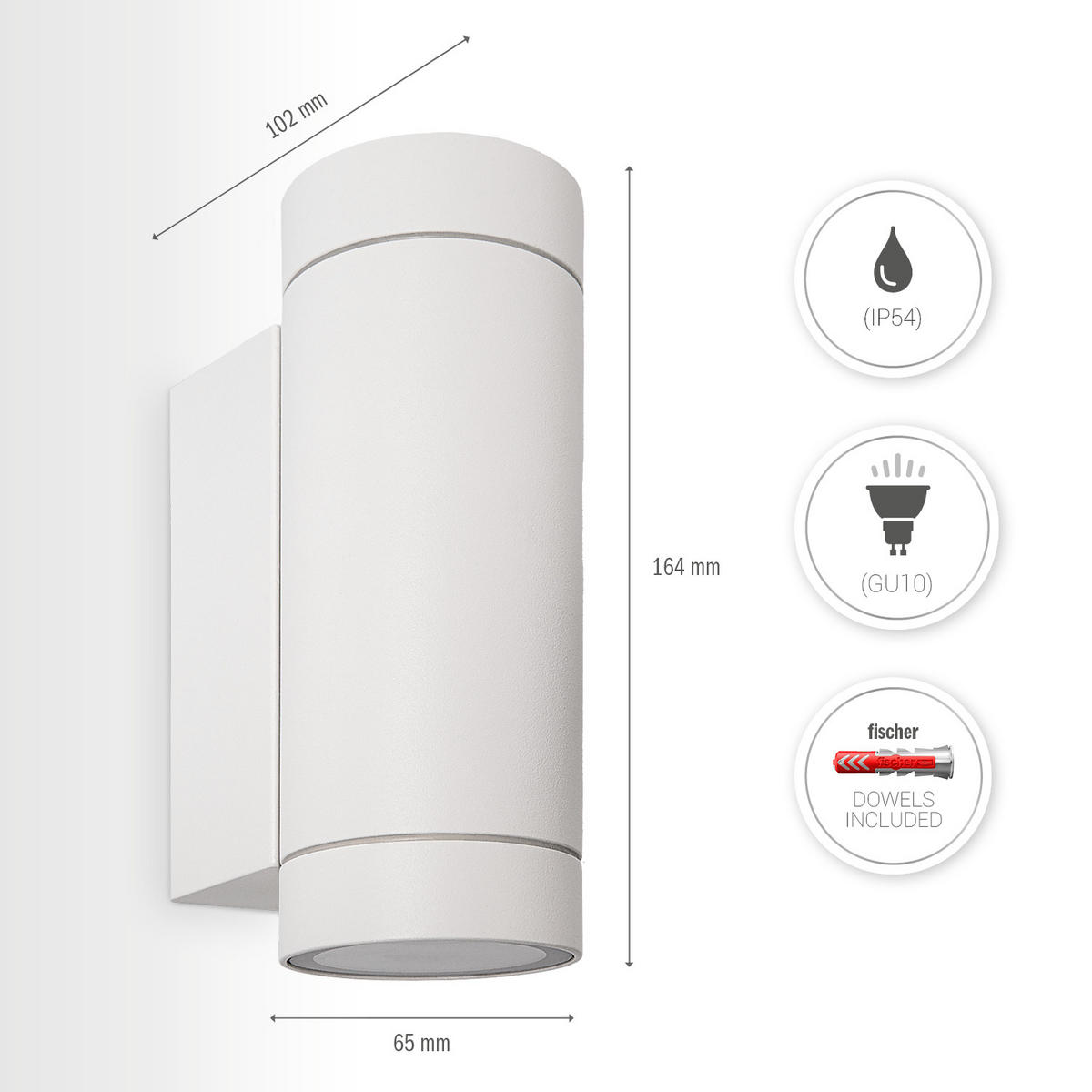 AUSSENLEUCHTE Ludowa - Weiß, Metall (10.2/6.5/16.4cm) - Paco Home
