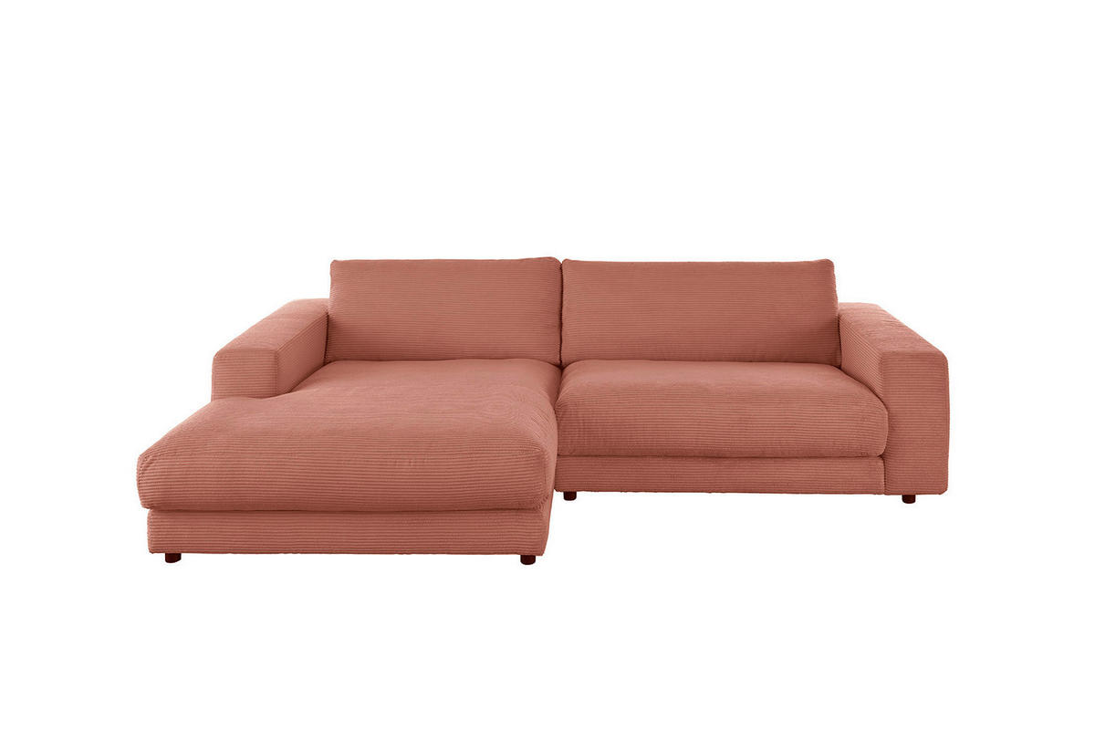 ECKSOFA MADELINE Braun Cord - Dunkelbraun/Schwarz, Kunststoff/Textil (270/190cm) - KAWOLA