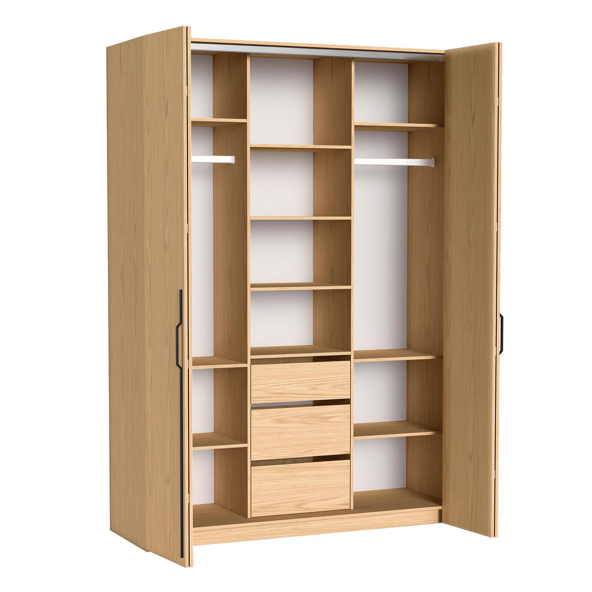FALTTÜRENSCHRANK Omodeo 170 cm breit in Bookmatch-Eiche – mit WingLine-Falttüren - Eichefarben, Holzwerkstoff (170/240/58cm) - AX Living