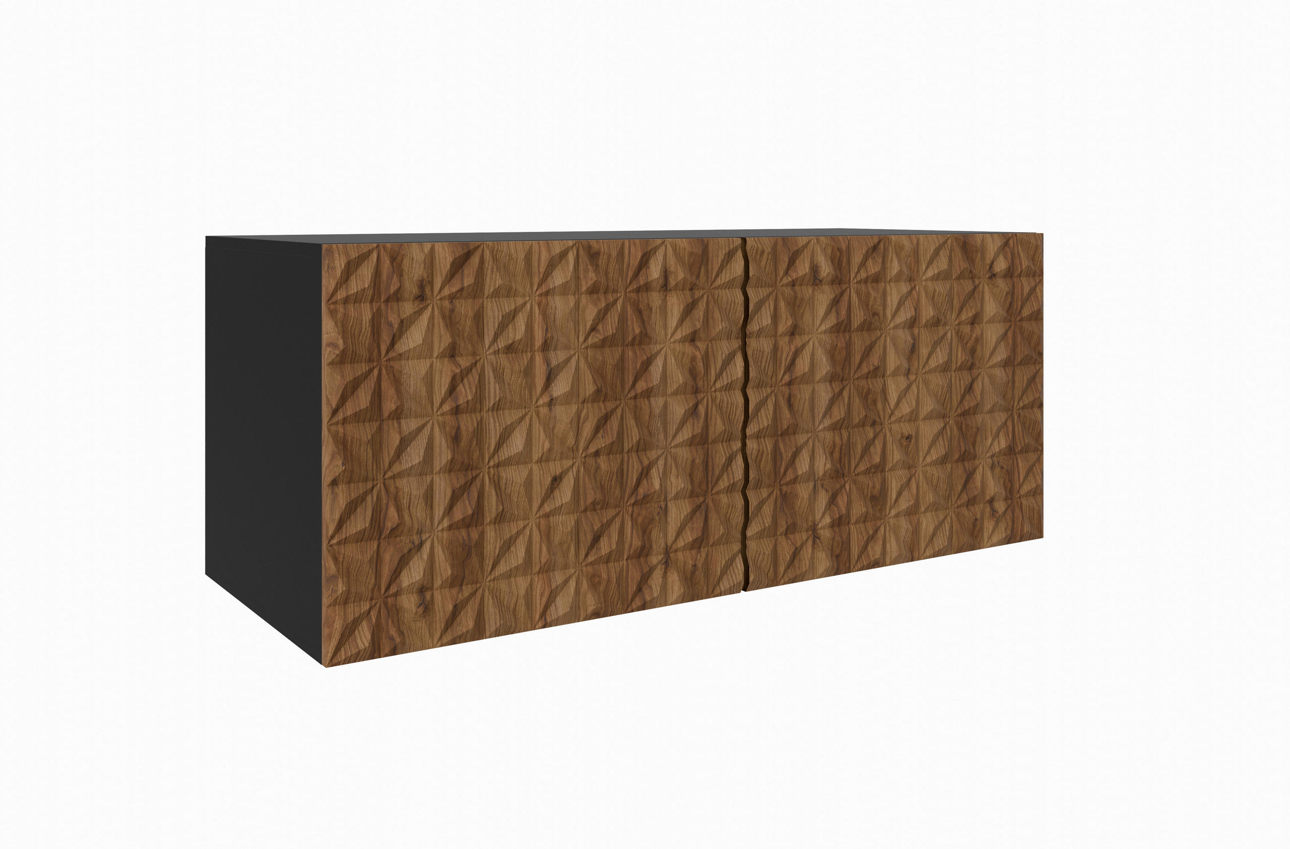 Meblini Tv-Schrank Schwarz, Wildeiche 100x115x40 cm