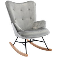 SCHAUKELSTUHL Sanna Samt, Gestell Buchenholz natur / Metall Schwarz Grau - Naturfarben/Grau, Holz/Textil (71/98/88cm) - TPFLiving