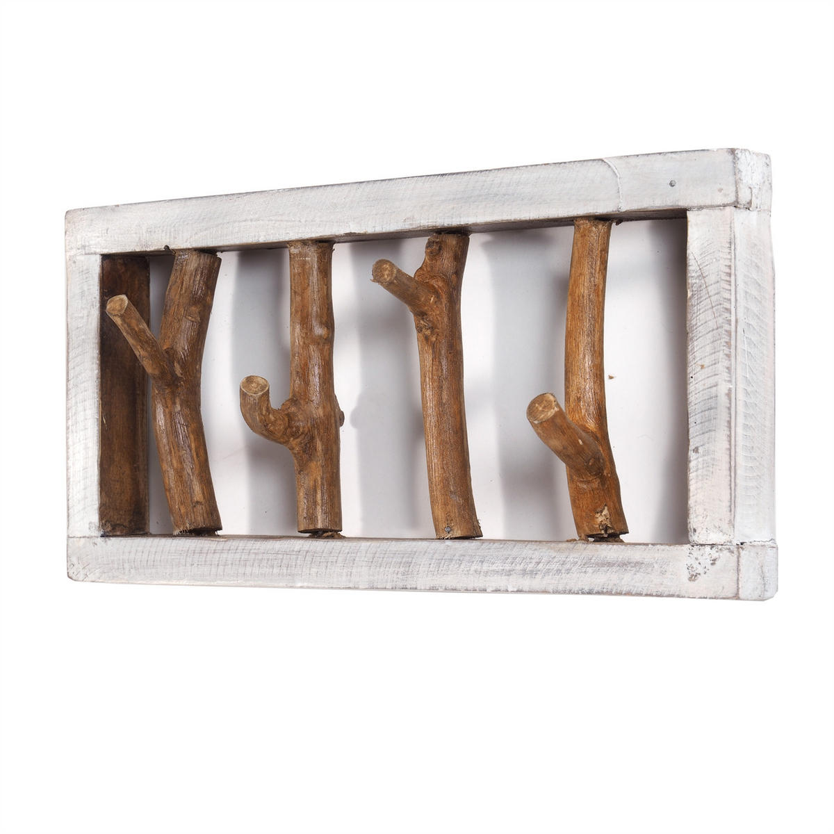 WANDGARDEROBE LIMB Treibholz 05 weiß-natur - Multicolor, Holz (45/23/10cm) - DESIGN DELIGHTS