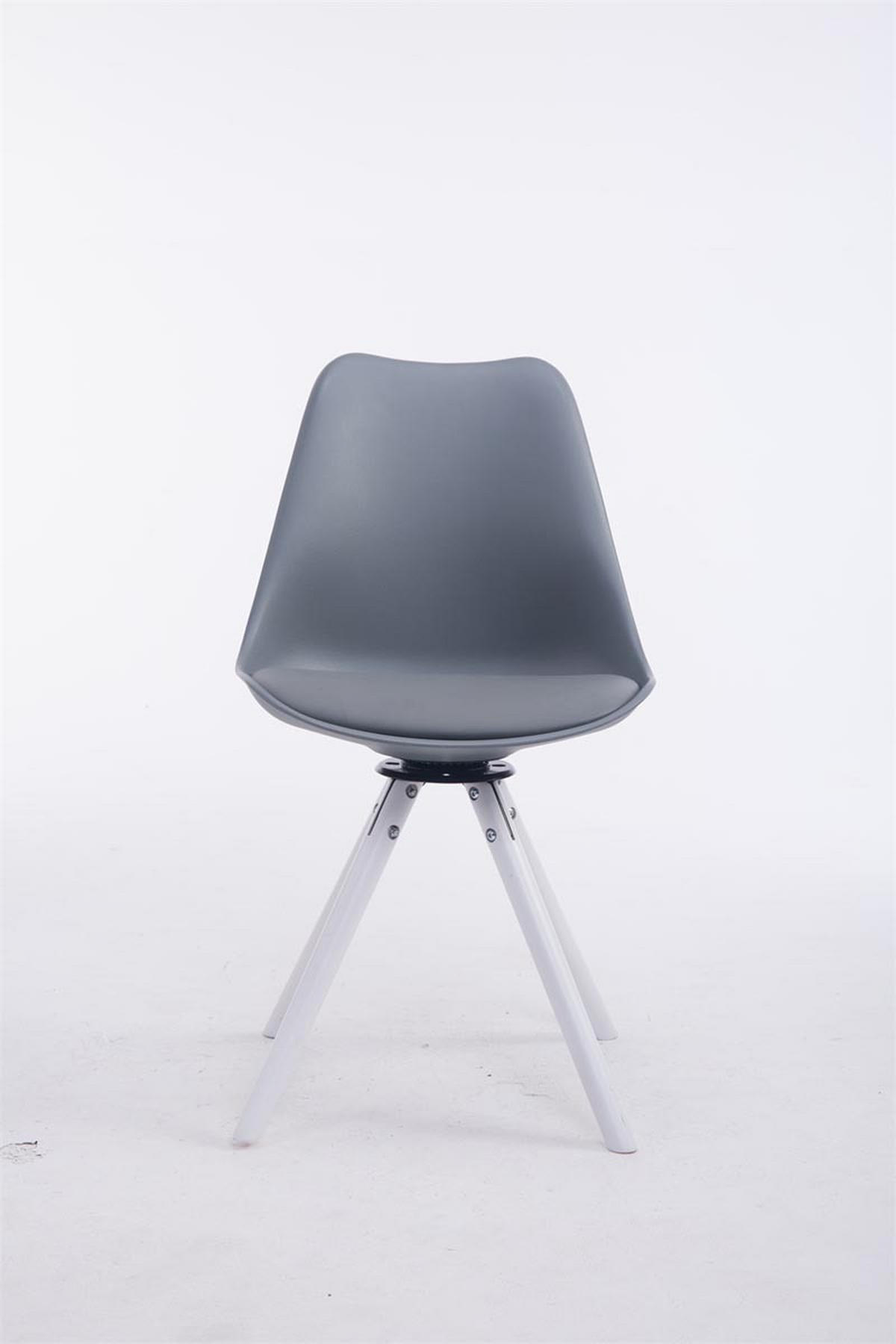 STUHL Lederlook grau - Weiß/Grau, Holz/Textil (48/84/56cm) - CLP
