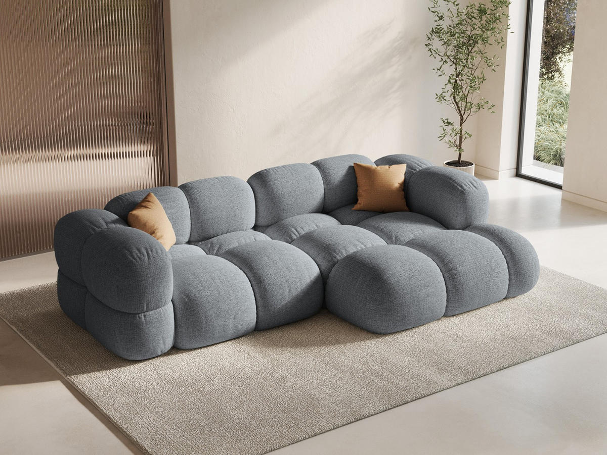 ECKSOFA rechts Loretto aus strukturiertem Stoff grau 3 Sitzplätze - Grau, Textil (147/250cm) - Cosmopolitan Design