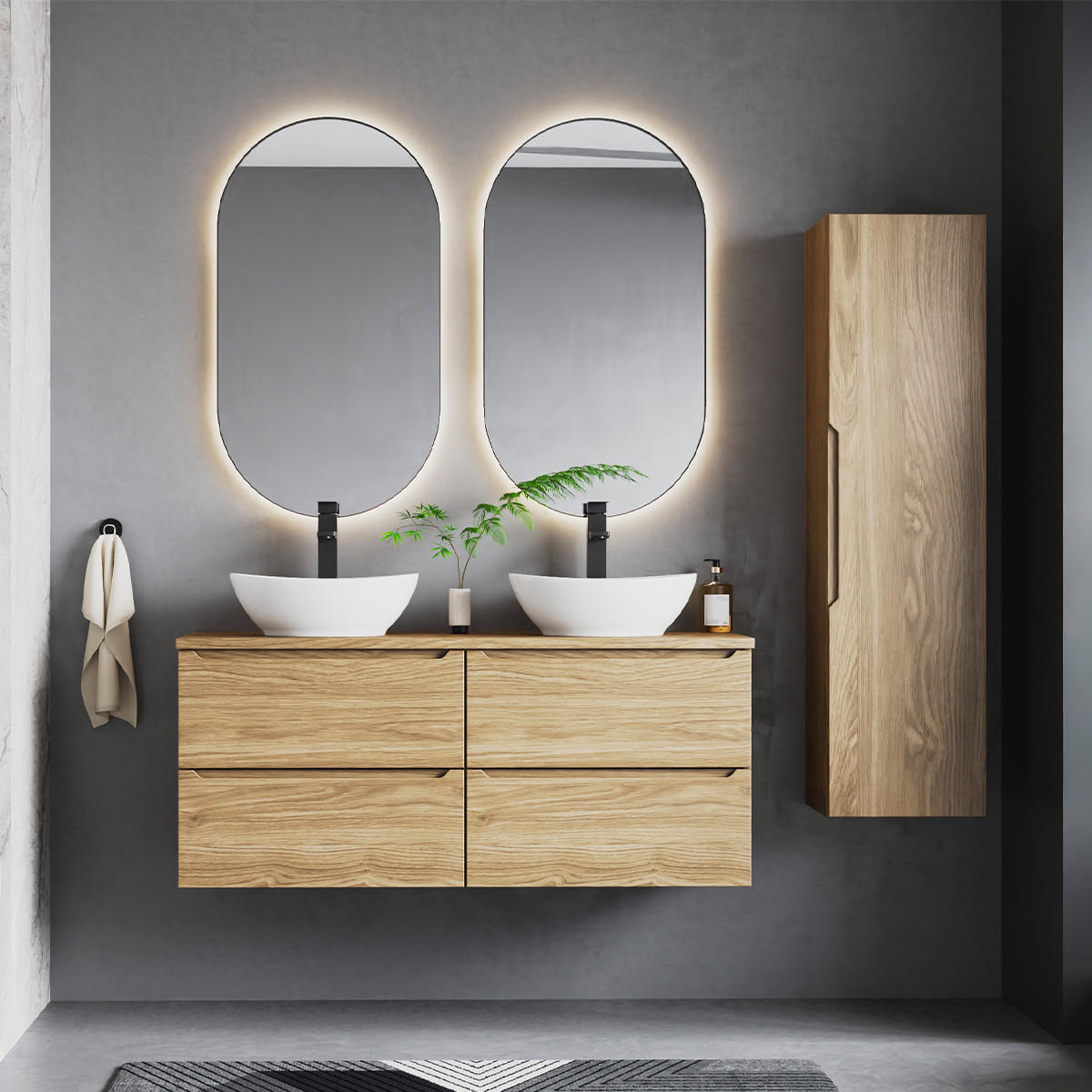 BADMÖBEL 120.6cm Viggo 2er-Set Holz - Braun, Holzwerkstoff (120.6/52.2/46.5cm) - Petits-meubles