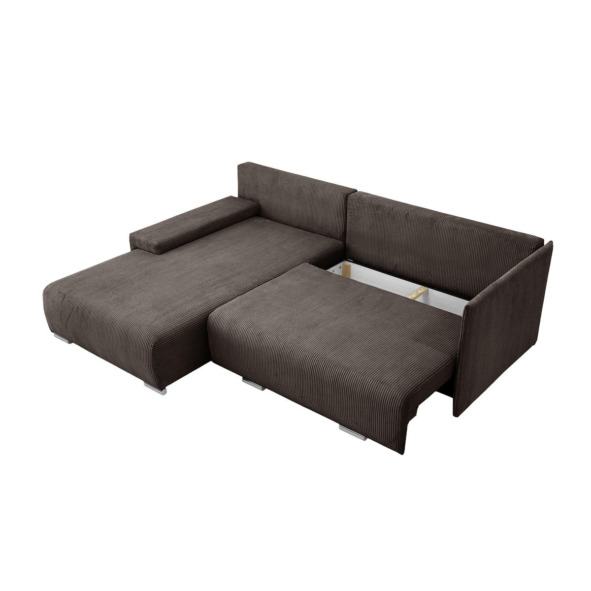 ECKSOFA TRAWANGA L mit Schlaffunktion, Bronze - Braun, Textil (246/188cm) - Fedve