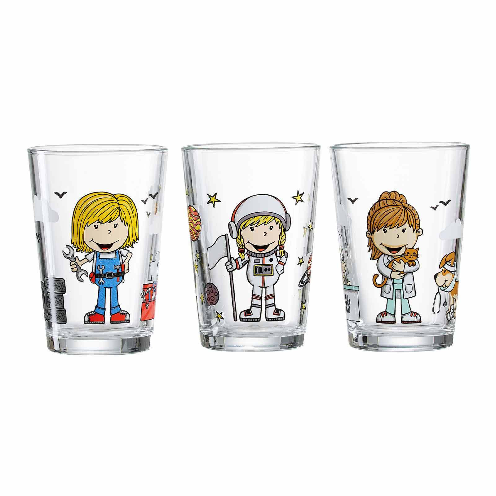 KINDERGLÄSER Berufe Mädchen bunt 205 ml 3er Set - Multicolor, Glas (0.205L) - Ritzenhoff Breker