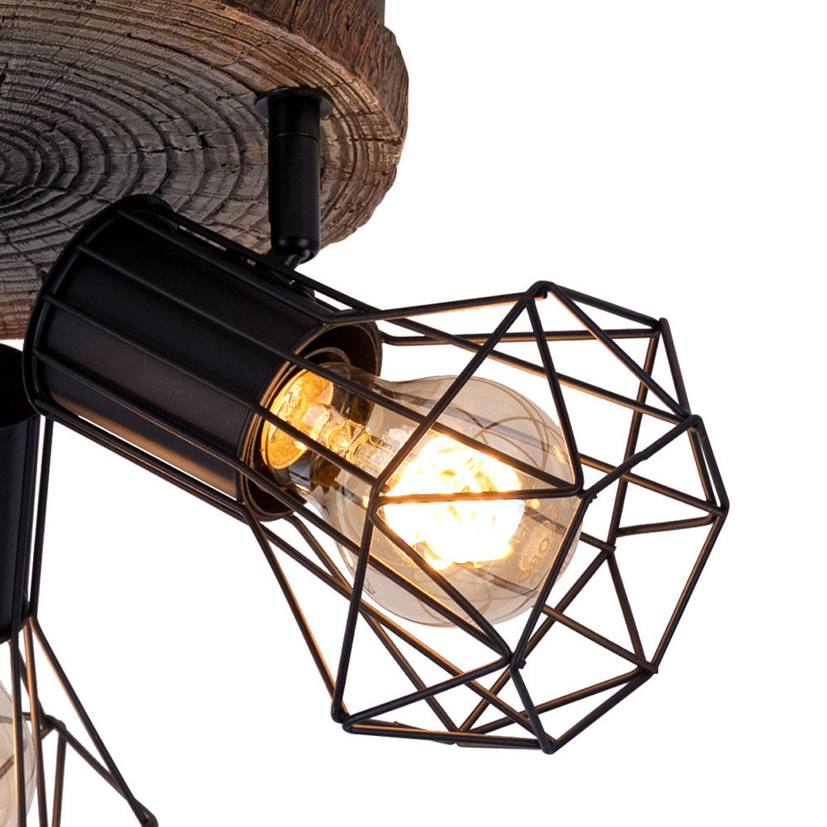 DECKENLEUCHTE Metall Schwarz Holzoptik - Schwarz, Metall (30/30/30cm) - Globo Lighting