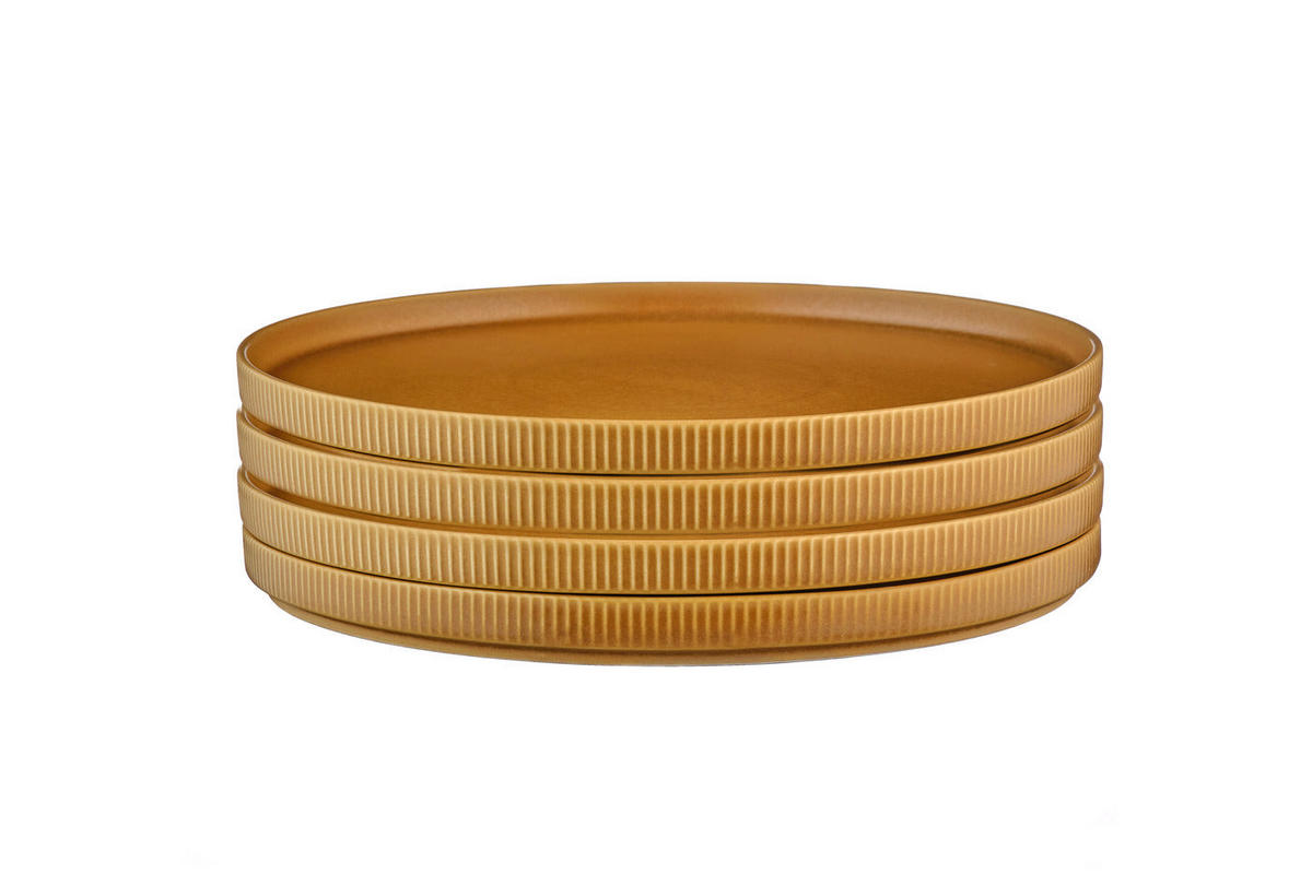 TELLER Scandi Ø27,5cm - 4er-Set - Ocre - Gelb, Keramik (27.5cm) - Björn