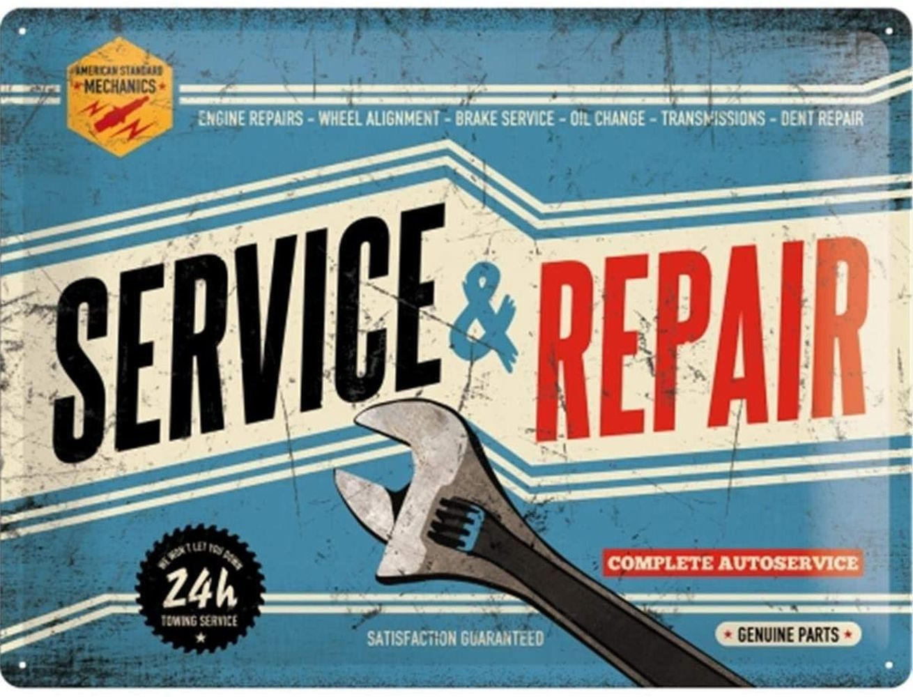 BLECHSCHILD 30/40 cm Best Garage Service & Repair - Multicolor, Metall (40/30/0.2cm) - Nostalgic-Art