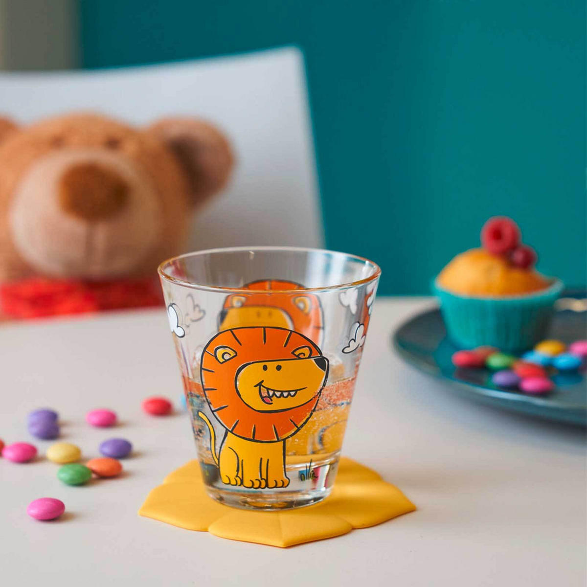KINDERBECHER Bambini Löwe 215 ml 6er Set - Gelb, Glas (0.215L) - Leonardo Living