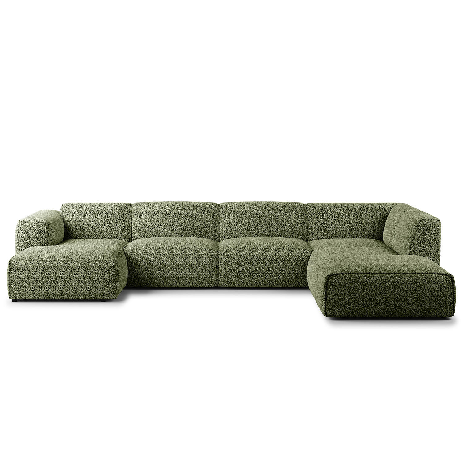 WOHNLANDSCHAFT mit Longchair - Schwarz/Grün, Textil (325/71/235cm) - home24