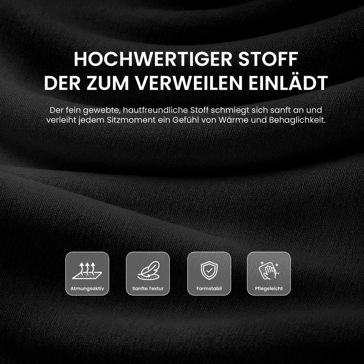 BARHOCKER 2er Set Stoff Schwarz - Eukalyptusholzfarben/Schwarz, Holz/Textil (55/99/46cm) - CLP