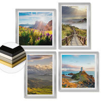 WANDBILDER 4er Set - 50x50 cm & 40x60 cm Silberner Rahmen - Bergblumen Himmelsweg - Silberfarben, Kunststoff (50/50cm) - ArtPrintCave