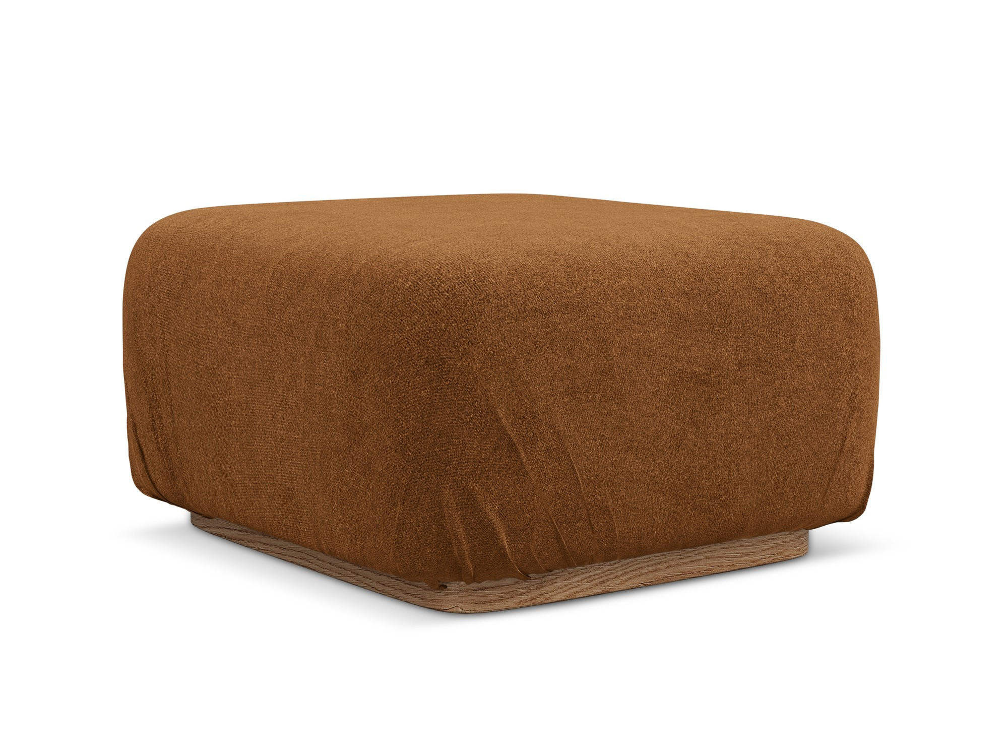 POUF Bouclé Stoff Orange - Pink/Terra cotta, Holz/Textil (83/95/41cm) - Makamii