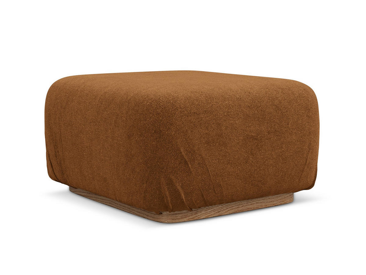 POUF Bouclé Stoff Orange - Pink/Terra cotta, Holz/Textil (83/95/41cm) - Makamii