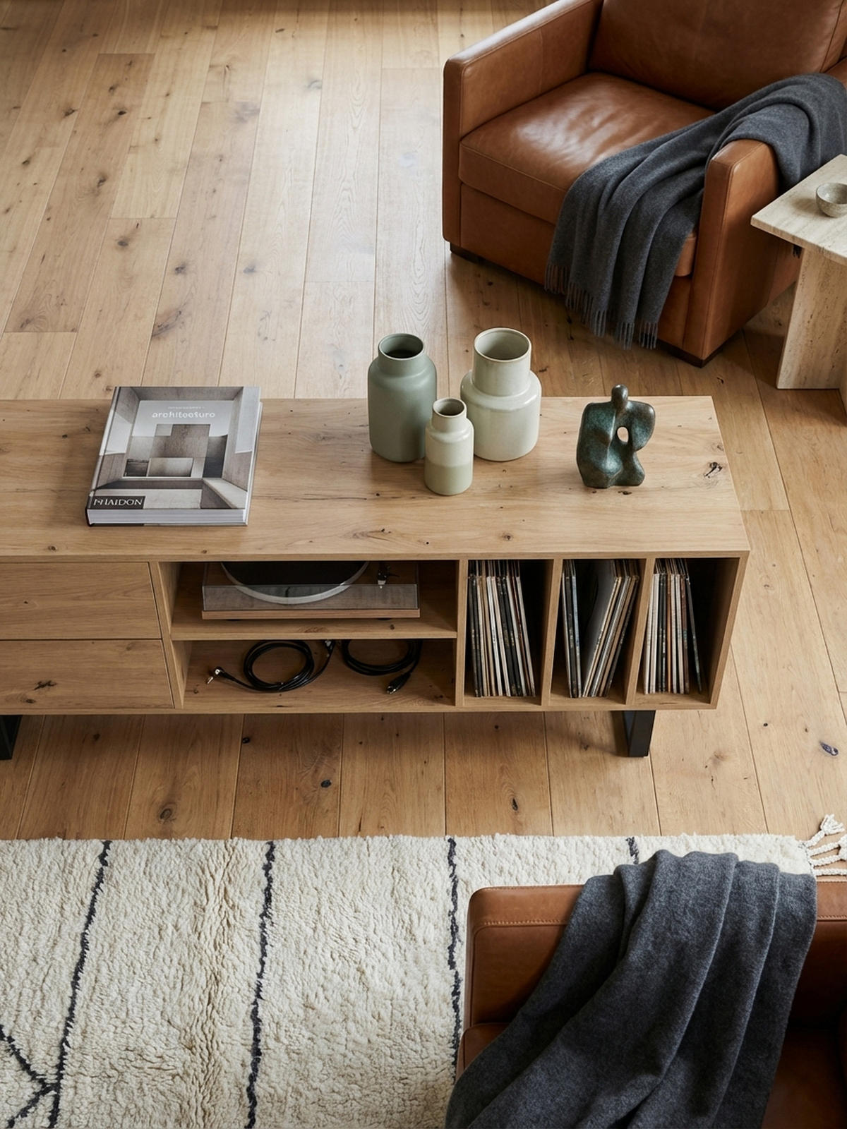 TV-LOWBOARD mit Eiche-Dekor, Schubladen und offenes Regal, modern, Braun 150x40x55 cm - Schwarz/Braun, Holzwerkstoff/Metall (150/55/40cm) - KADIMA DESIGN