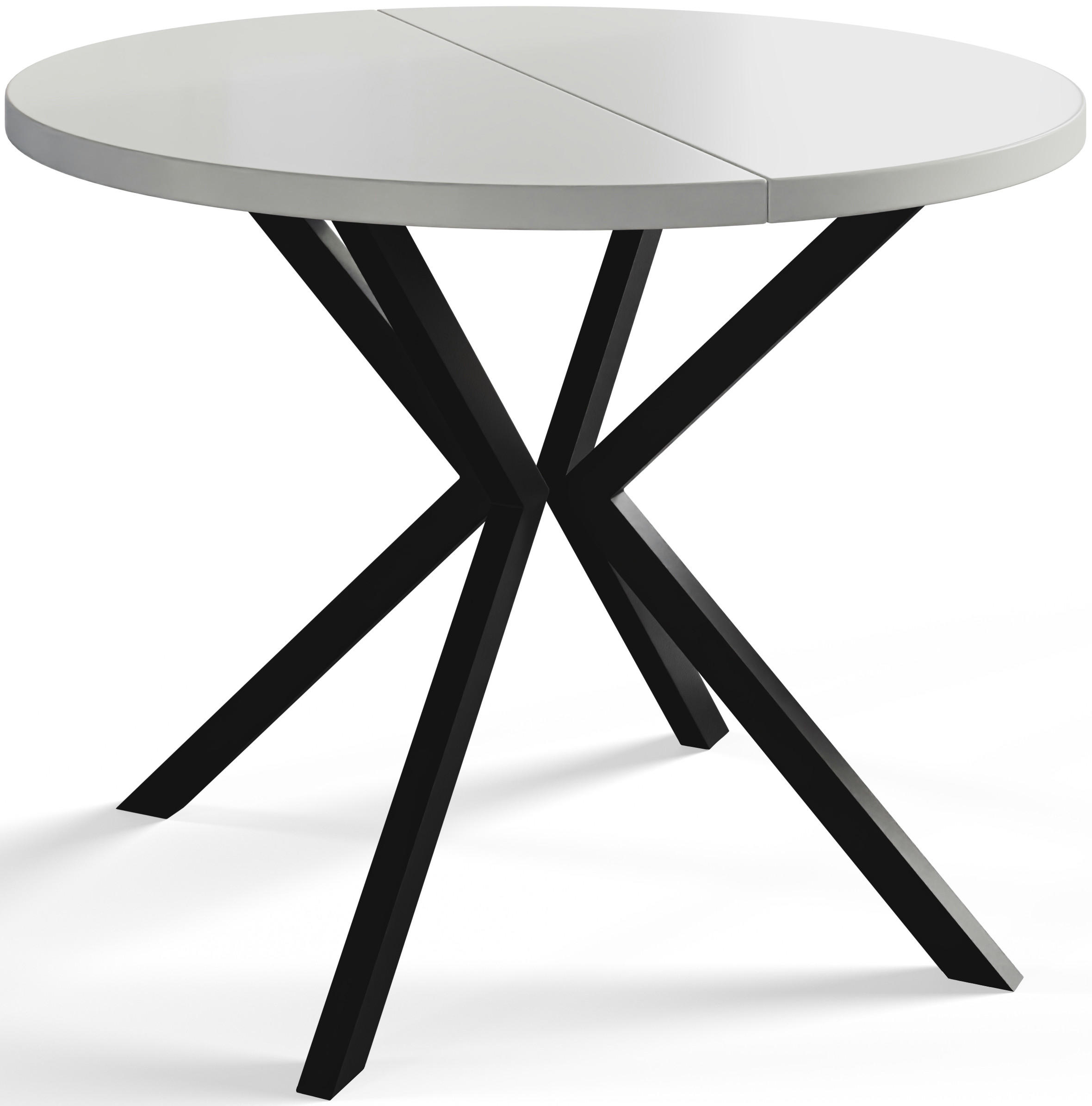 ESSZIMMERTISCH LOFT LITEN, ausziehbarer Tisch 90 cm/170 cm, Farbe: Weiß, mit Metallbeinen in Farbe Schwarz - Schwarz/Weiß, Holzwerkstoff (90/90/76cm) - Alpi-Möbel