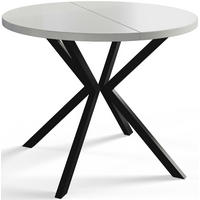 ESSZIMMERTISCH LOFT LITEN, ausziehbarer Tisch 90 cm/170 cm, Farbe: Weiß, mit Metallbeinen in Farbe Schwarz - Schwarz/Weiß, Holzwerkstoff (90/90/76cm) - Alpi-Möbel