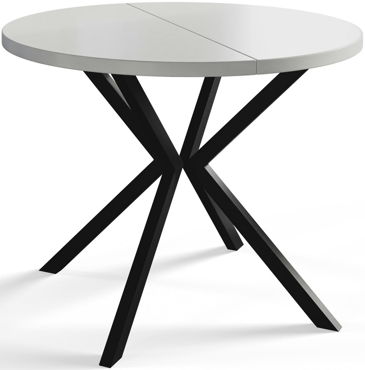 ESSZIMMERTISCH LOFT LITEN, ausziehbarer Tisch 90 cm/170 cm, Farbe: Weiß, mit Metallbeinen in Farbe Schwarz - Schwarz/Weiß, Holzwerkstoff (90/90/76cm) - Alpi-Möbel