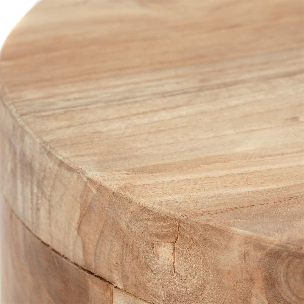 HOCKER Novi Teak Massivholz, rund naturfarben - Naturfarben, Holz (30/45/30cm) - CREEDWOOD