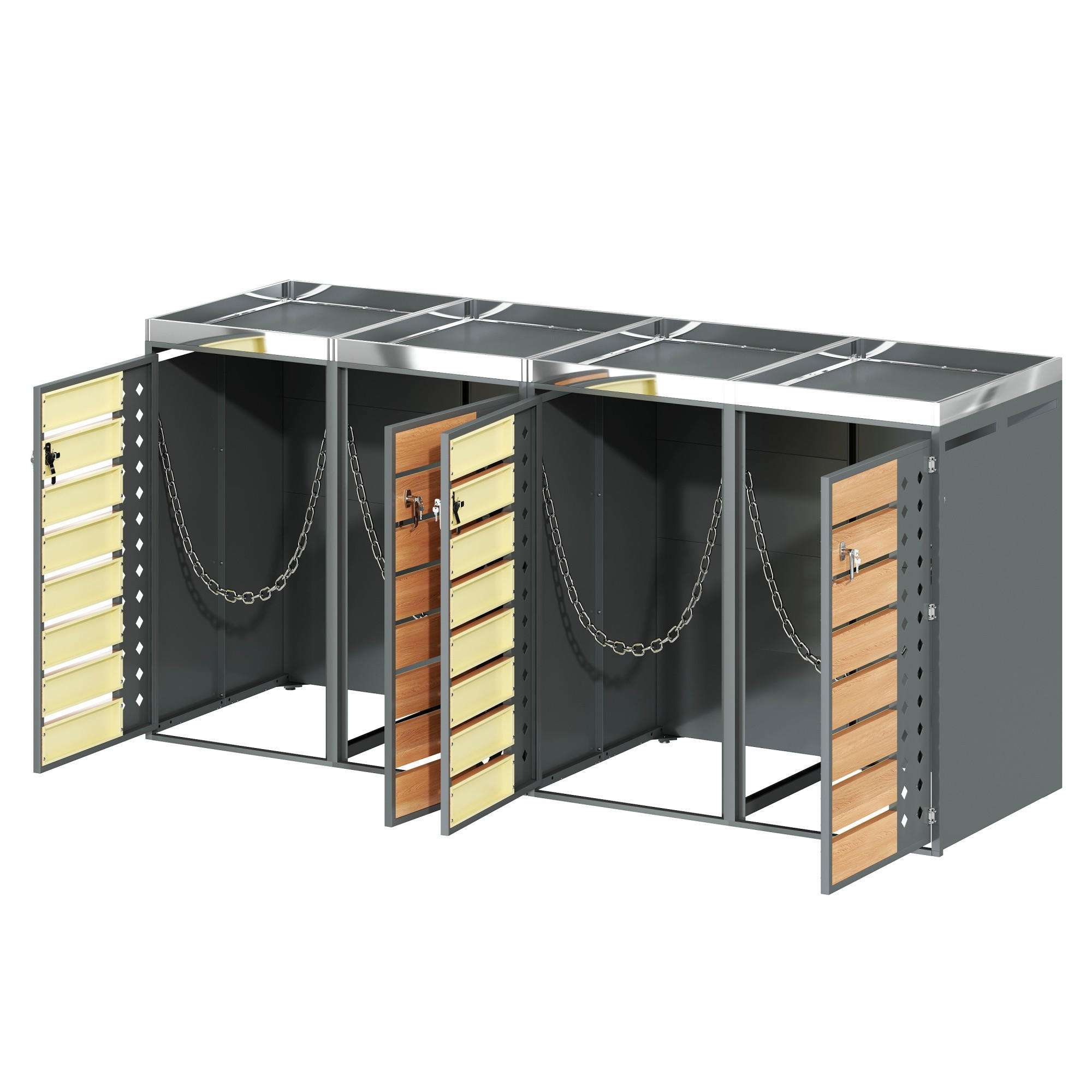 MÜLLTONNENBOX Mit Pflanztrog Holzoptik/Grau - Braun, Metall (132/124.5/80cm) - ComfortXL