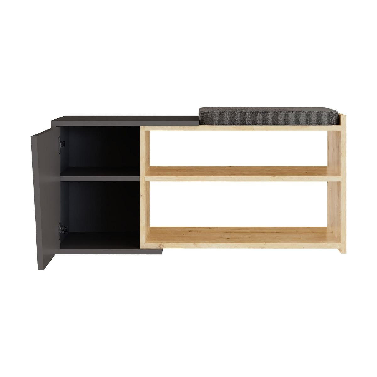 SCHUHSCHRANK 1 Tür L104 cm - Fiona - Anthrazit, Holzwerkstoff (47/37/104cm) - Calicosy