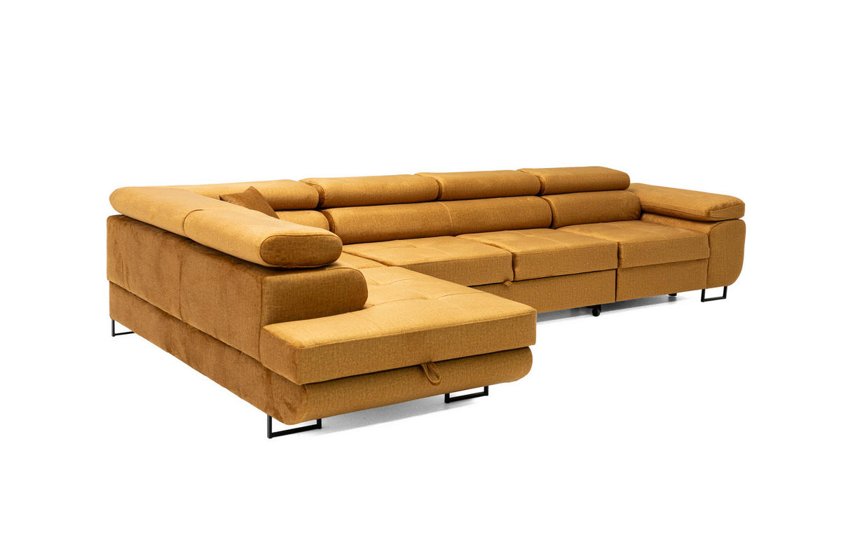 ECKSOFA WILD MAXI Links Golden - Chromfarben/Goldfarben, Holz/Textil (350/203cm) - Muffo