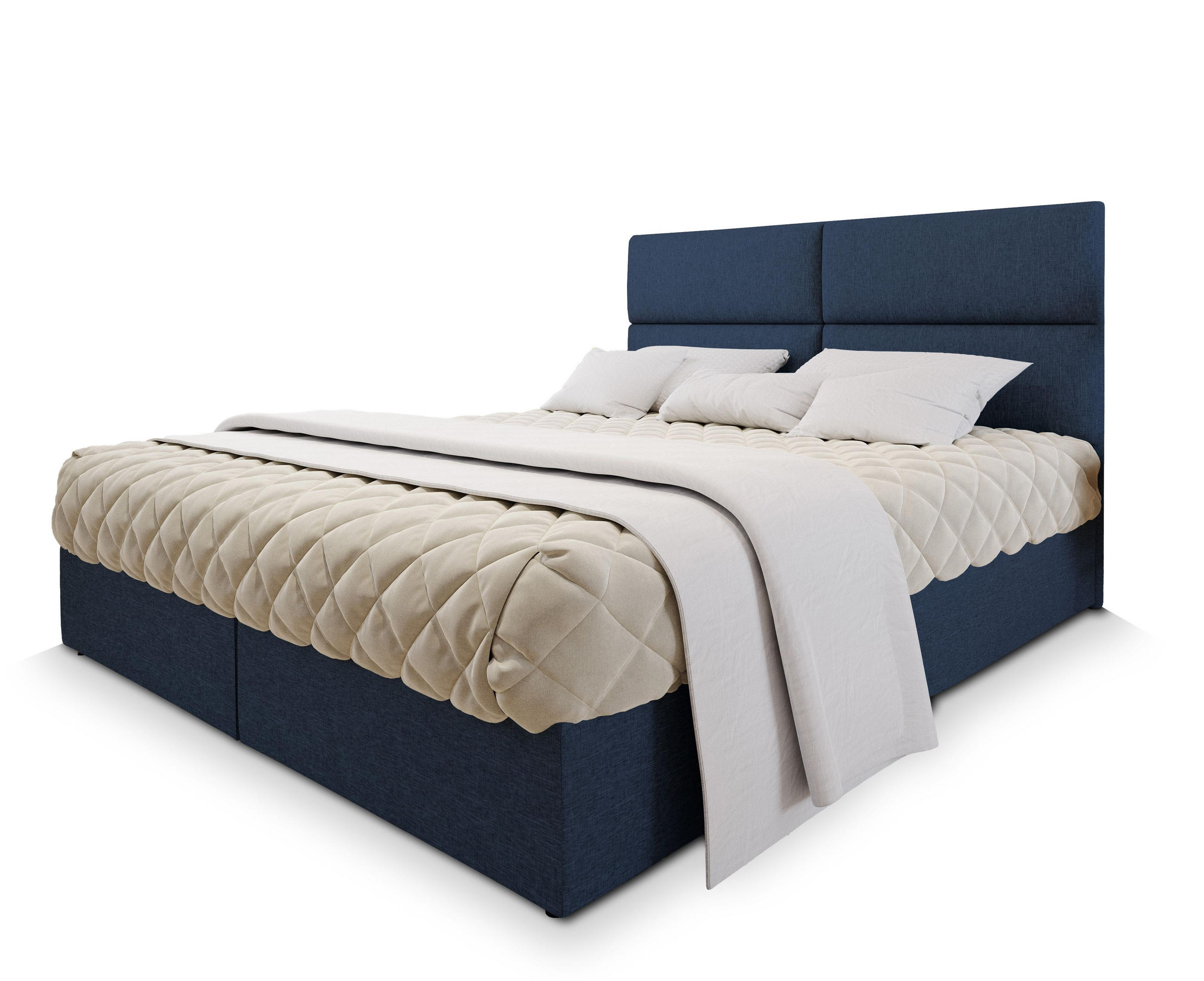 POSTEL BOXSPRING LONIS 160x200 cm, s matrací a úložným prostorem, modrá - modrá, kompozitní dřevo/textil (160/200cm) - MASSENO