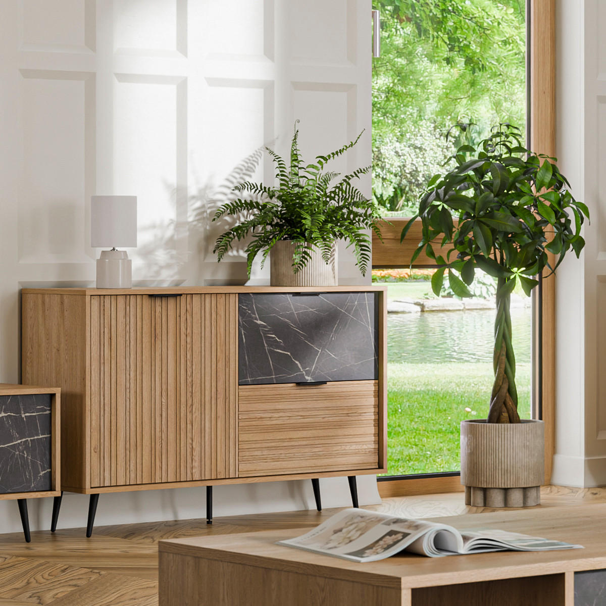 SIDEBOARD Luka Holz und Schwarz - Schwarz, Holzwerkstoff (121.4/80/40cm) - Petits-meubles