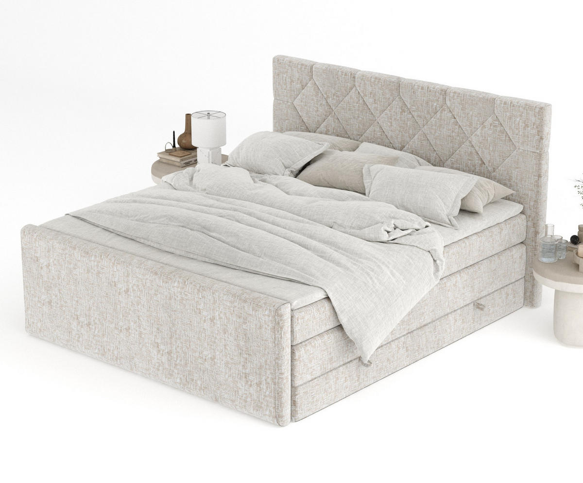 BOXSPRINGBETT Toma Beige 200/200 cm - Beige/Schwarz, Holz/Holzwerkstoff (200/200cm) - Maison de Reve